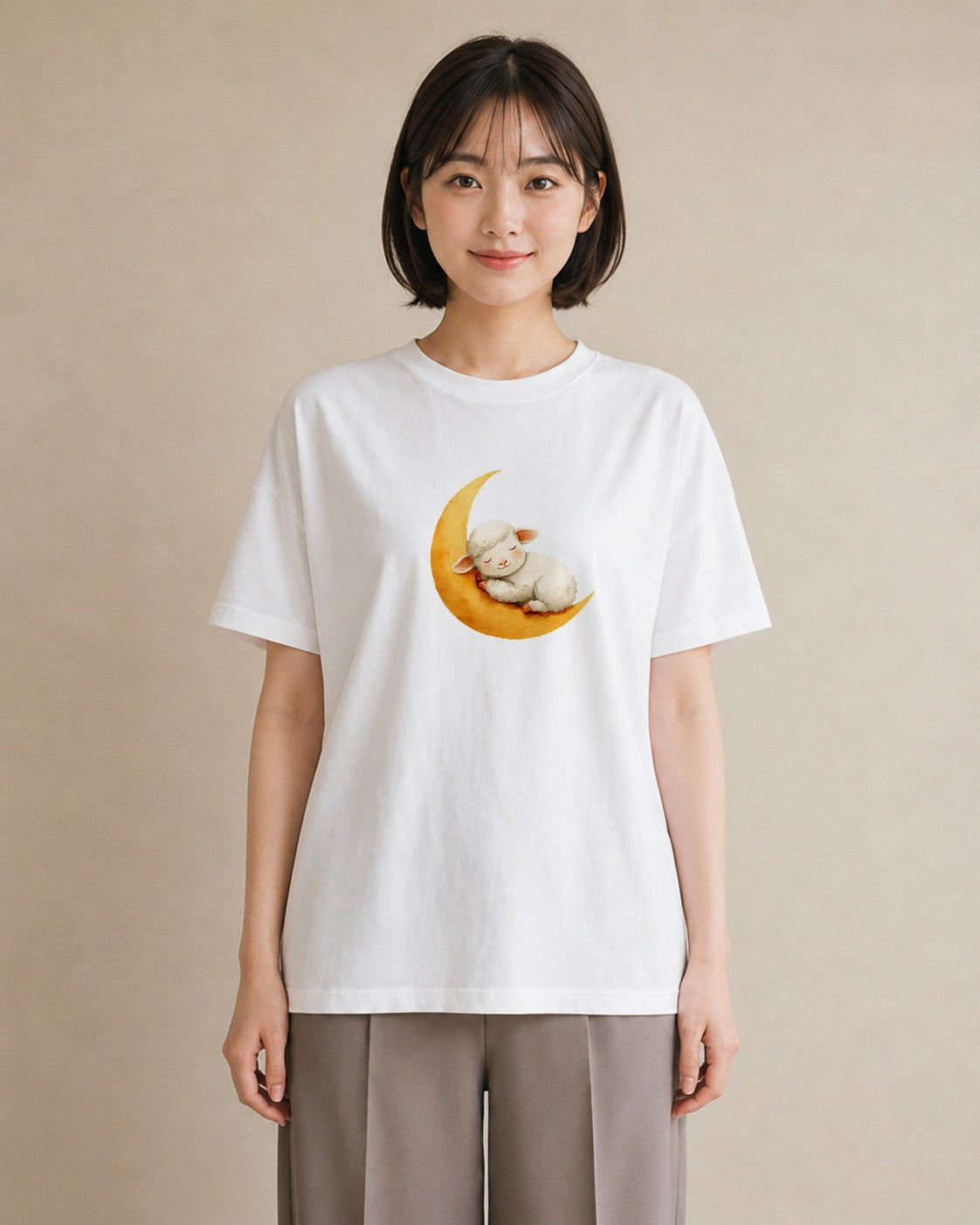 プリントTシャツ レディース ひつじ 動物 アニマル イラスト こなれ感 公園 ママ 白T YMAZO