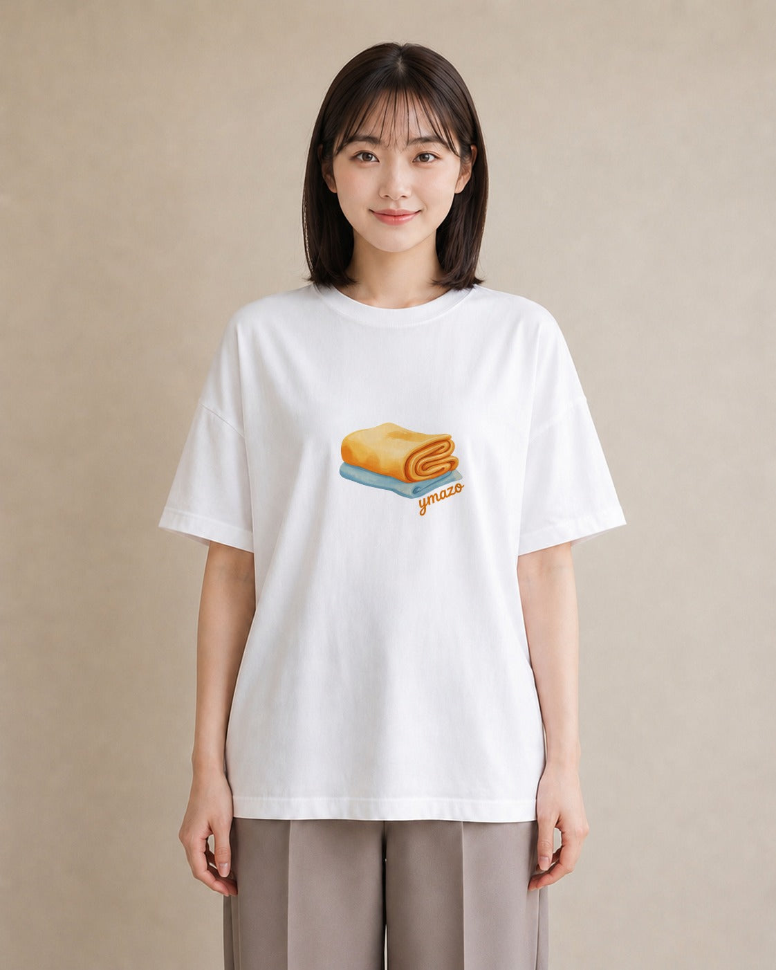 半袖Tシャツ レディース パン 食べ物 フード イラスト 韓国風 社会人 女性 白T YMAZO