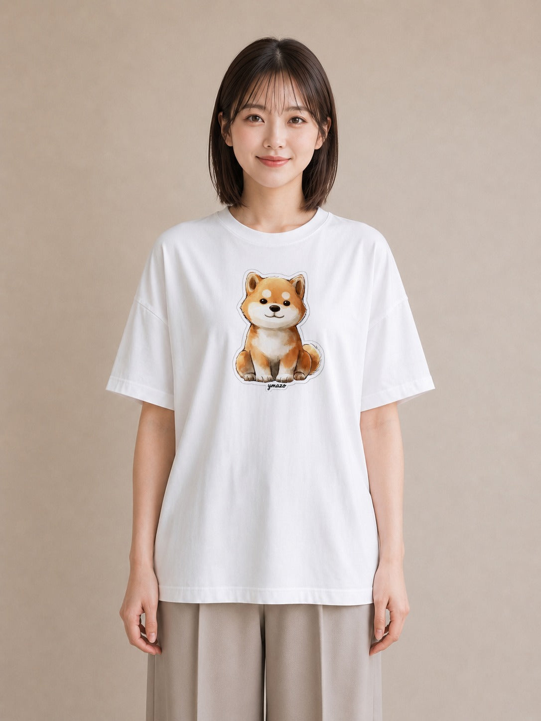 グラフィックTシャツ レディース 子犬 犬 いぬ イラスト お洒落 旅行 母娘コーデ 白T YMAZO
