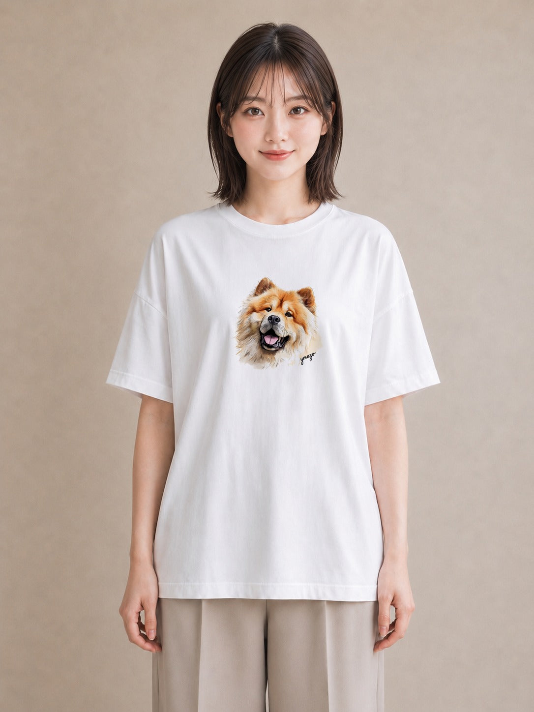 プリントTシャツ レディース 柴犬 しばいぬ 犬 いぬ イラスト こなれ感 散歩 お出かけ 白T YMAZO