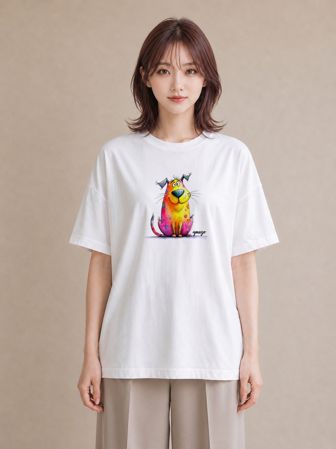 プリントTシャツ レディース 猫の手 猫 ねこ イラスト ポップ ママ カフェ服 白T YMAZO