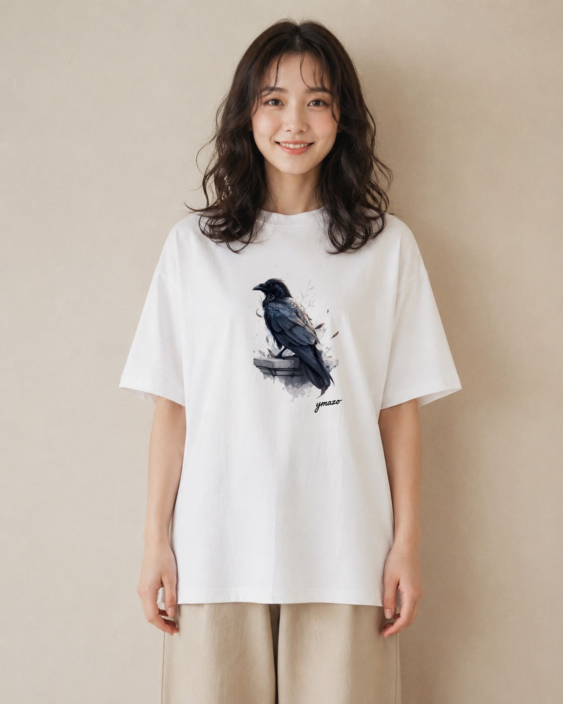 Tシャツ レディース 九官鳥 ペット 動物 イラスト シンプル 旅行 母娘コーデ 白T YMAZO