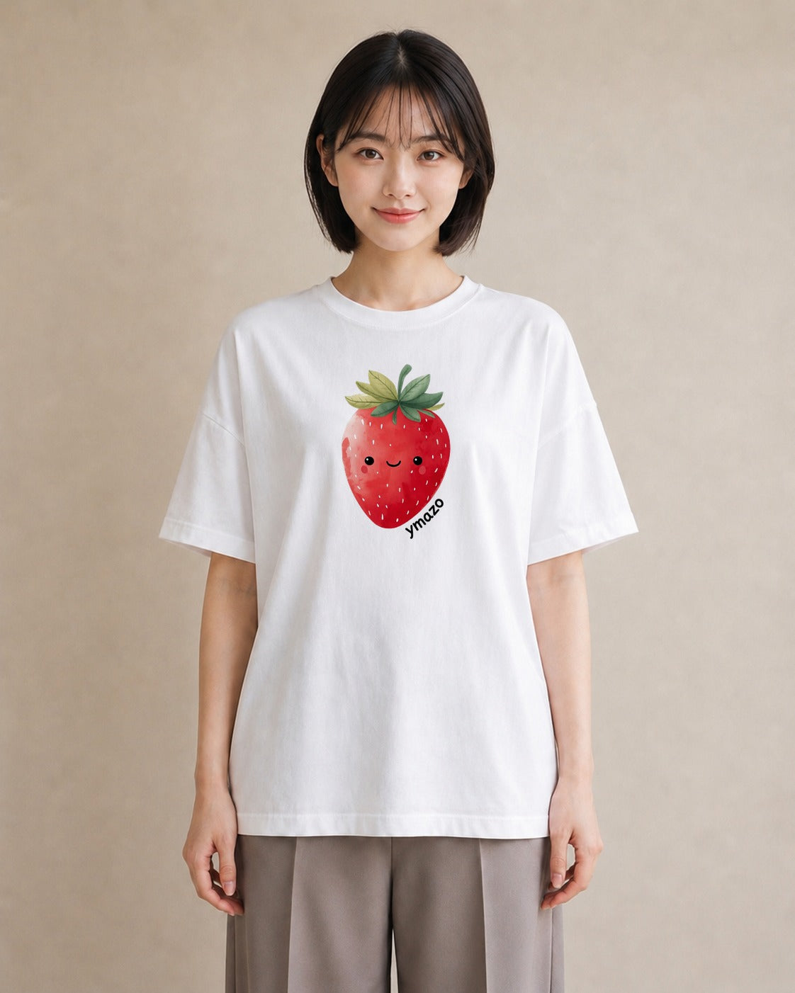 グラフィックTシャツ レディース ショートケーキ 食べ物 フード イラスト きれいめ 母の日 ビーチ 白T YMAZO