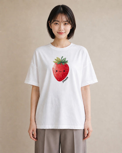 グラフィックTシャツ レディース ショートケーキ 食べ物 フード イラスト きれいめ 母の日 ビーチ 白T YMAZO