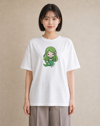 グラフィックTシャツ レディース 人魚 海の生き物 海 イラスト 韓国風 散歩 お出かけ 白T YMAZO