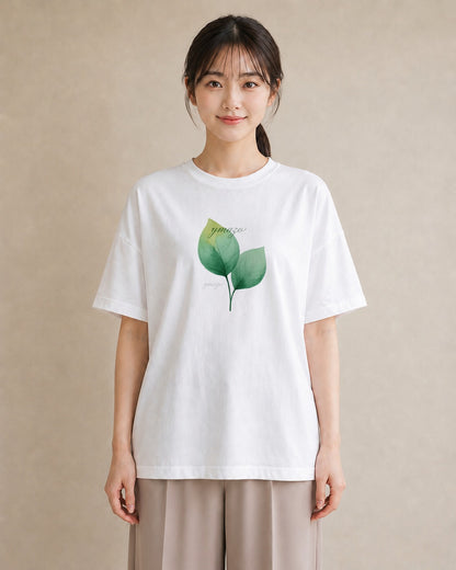 Tシャツ レディース モンステラ 植物 ボタニカル イラスト 淡色 綿100 デート 白T YMAZO