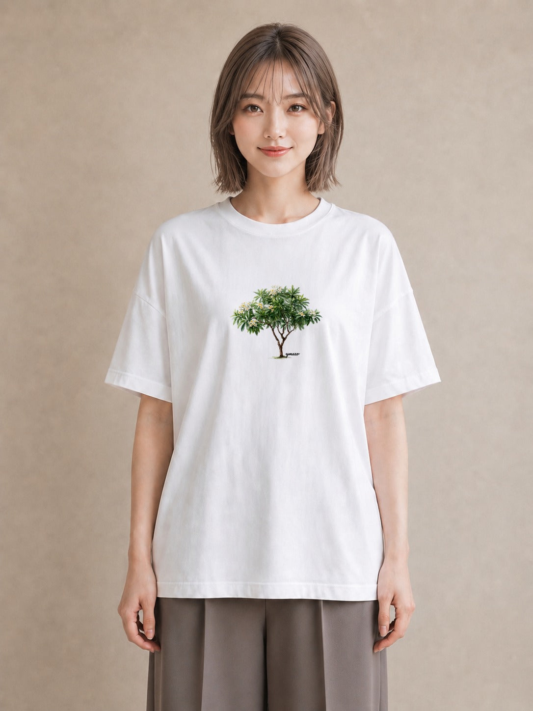 デザインTシャツ レディース 木 植物 ボタニカル イラスト レトロ ホワイトデー 春服 白T YMAZO