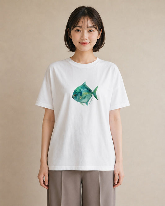 デザインTシャツ レディース 出目金 ペット 動物 イラスト フェミニン 敬老の日 ホワイトデー 白T YMAZO