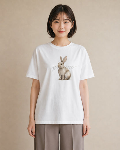 半袖Tシャツ レディース チンチラ ペット 動物 イラスト きれいめカジュアル 夏コーデ 通学 白T YMAZO