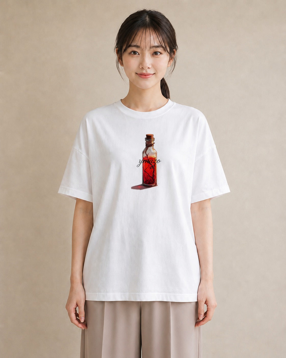 デザインTシャツ レディース ガラス瓶 小枝 ボタニカル ナチュラル アンティーク イラスト ポップ クリスマス 旅行 白T YMAZO