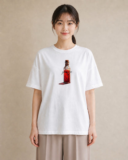 デザインTシャツ レディース ガラス瓶 小枝 ボタニカル ナチュラル アンティーク イラスト ポップ クリスマス 旅行 白T YMAZO