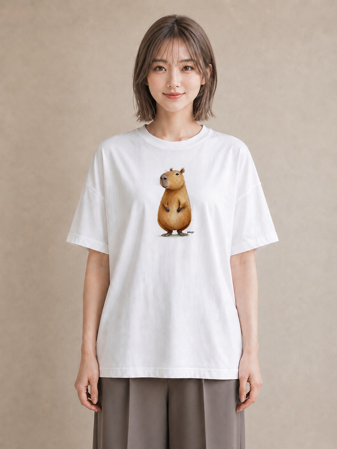 プリントTシャツ レディース ハムスター ペット 動物 イラスト ラフ 春コーデ 姉妹 白T YMAZO