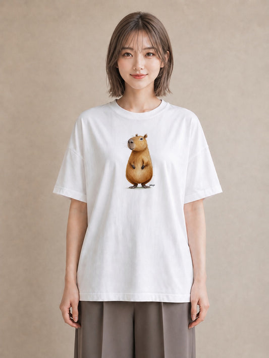 プリントTシャツ レディース ハムスター ペット 動物 イラスト ラフ 春コーデ 姉妹 白T YMAZO