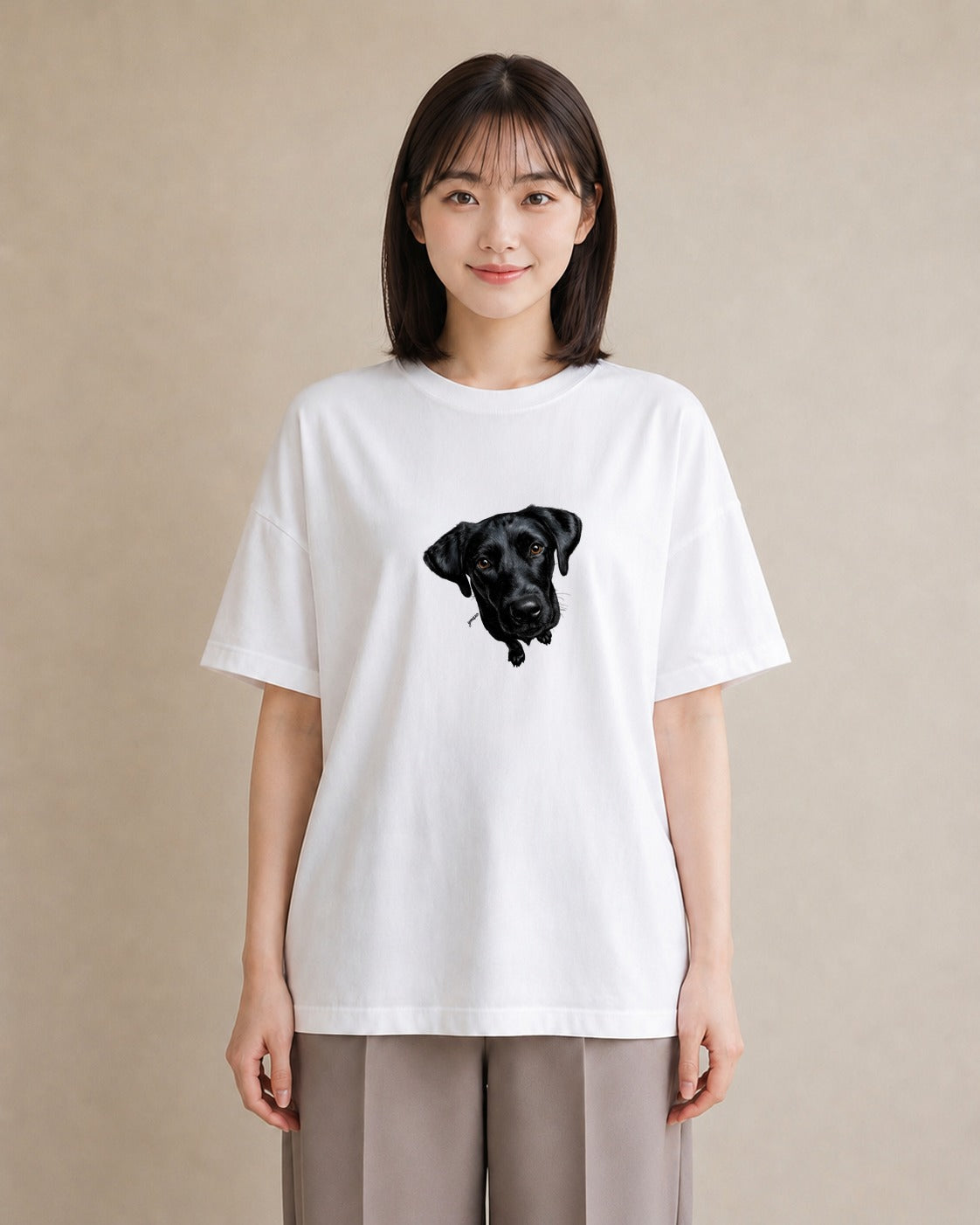 半袖Tシャツ レディース ラブラドールレトリバー 犬 いぬ イラスト 抜け感 ビーチ デイリーウェア 白T YMAZO