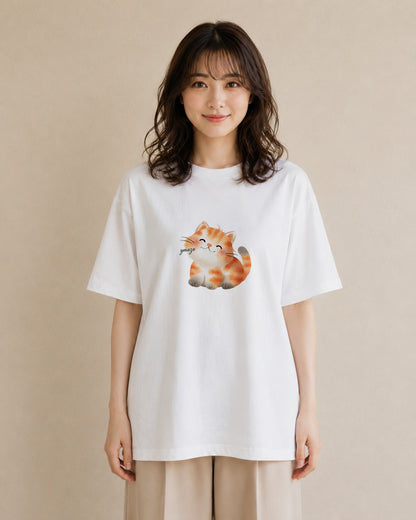 半袖Tシャツ レディース サビ猫 猫 ねこ イラスト ユニーク ギフト 母の日 白T YMAZO