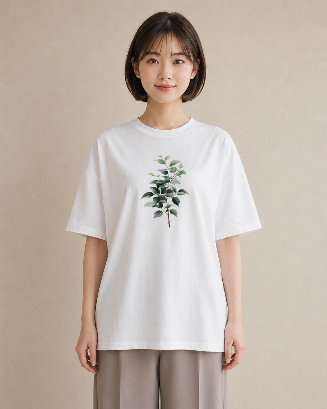 デザインTシャツ レディース ボタニカル 植物 イラスト 線画 お出かけ 普段着 白T YMAZO