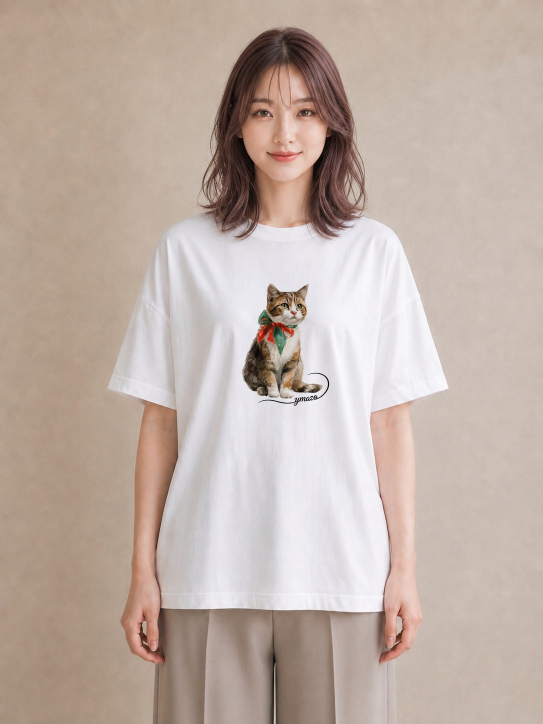 グラフィックTシャツ レディース ソマリ 猫 ねこ イラスト ポップ 姉妹 送別ギフト 白T YMAZO