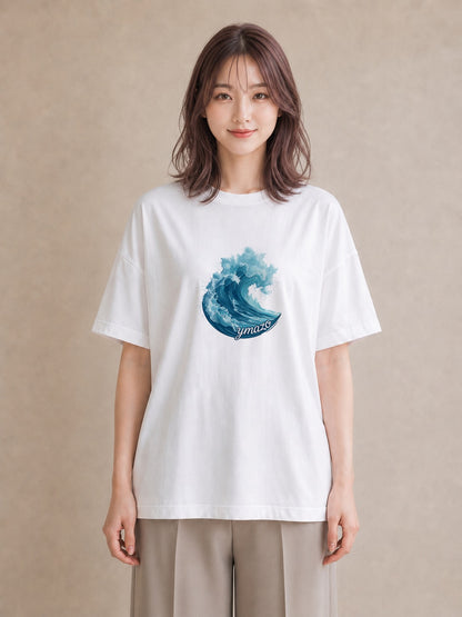 Tシャツ レディース 海 星空 宇宙 イラスト 線画 ラフ レイヤード 白T YMAZO