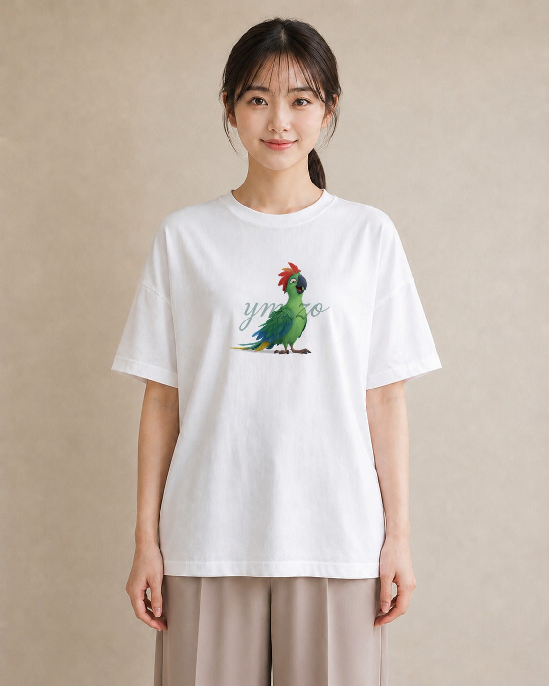 グラフィックTシャツ レディース コザクラインコ ペット 動物 イラスト こなれ感 ルームウェア ギフト 白T YMAZO
