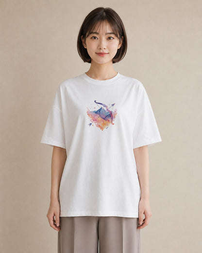 グラフィックTシャツ レディース 魚座 星空 宇宙 イラスト ボタニカル カフェ服 クリスマス 白T YMAZO