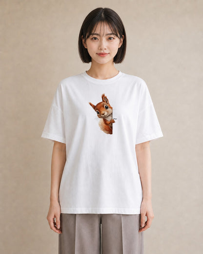 デザインTシャツ レディース シマリス ペット 動物 イラスト 20代 カジュアルコーデ 白T YMAZO