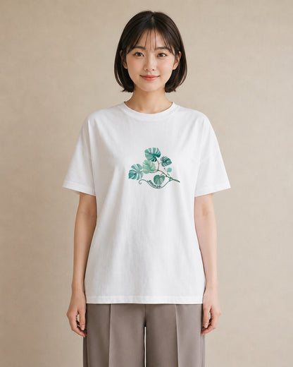 グラフィックTシャツ レディース ボタニカル 植物 イラスト ヴィンテージ風 部屋着 女性向けギフト 白T YMAZO
