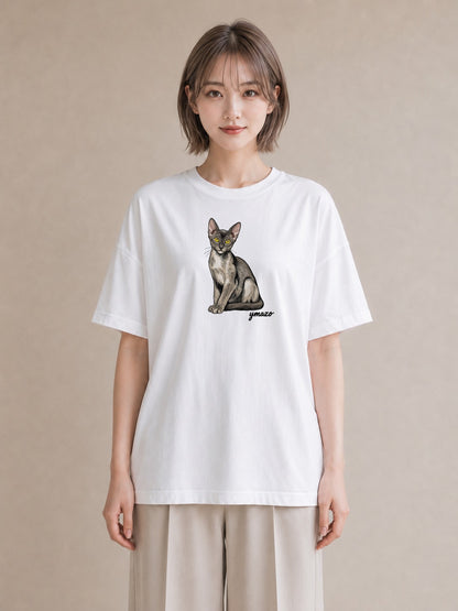 プリントTシャツ レディース ソマリ 猫 ねこ イラスト ゆるコーデ 社会人 女性 白T YMAZO