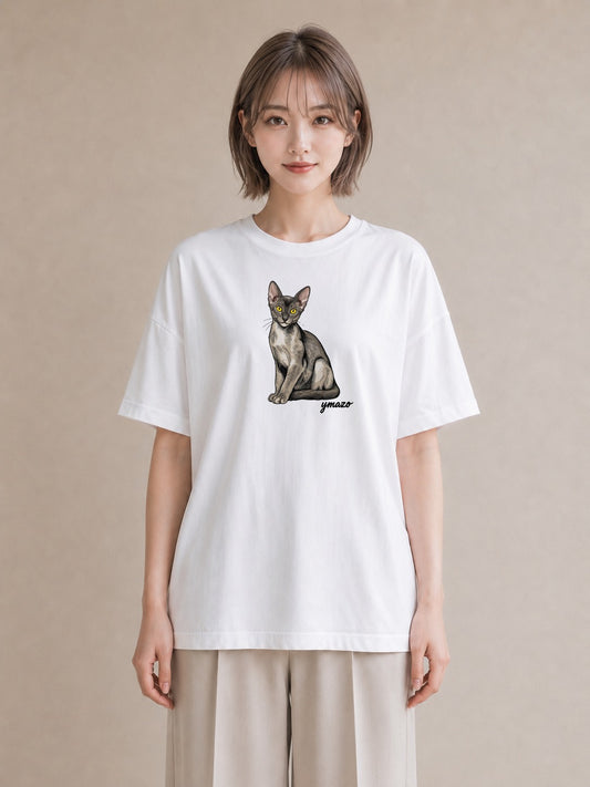 プリントTシャツ レディース ソマリ 猫 ねこ イラスト ゆるコーデ 社会人 女性 白T YMAZO