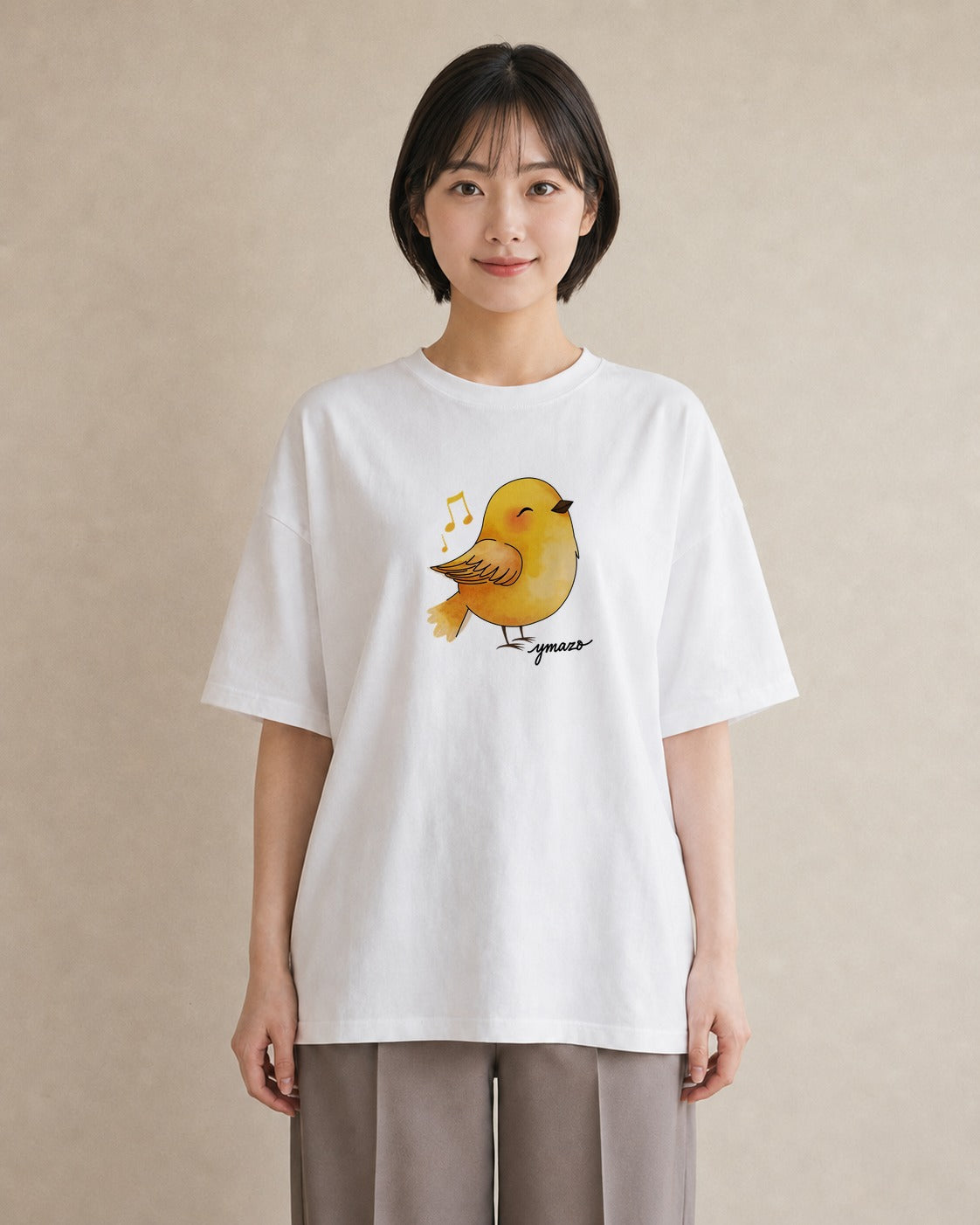Tシャツ レディース 小鳥 ペット 動物 イラスト ボタニカル 自分用 ルームウェア 白T YMAZO