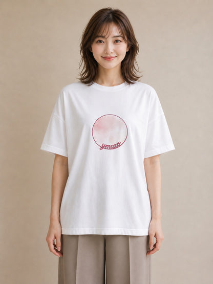 グラフィックTシャツ レディース 紙風船 和紙 ナチュラル アンティーク イラスト 綿100 デート 白T YMAZO
