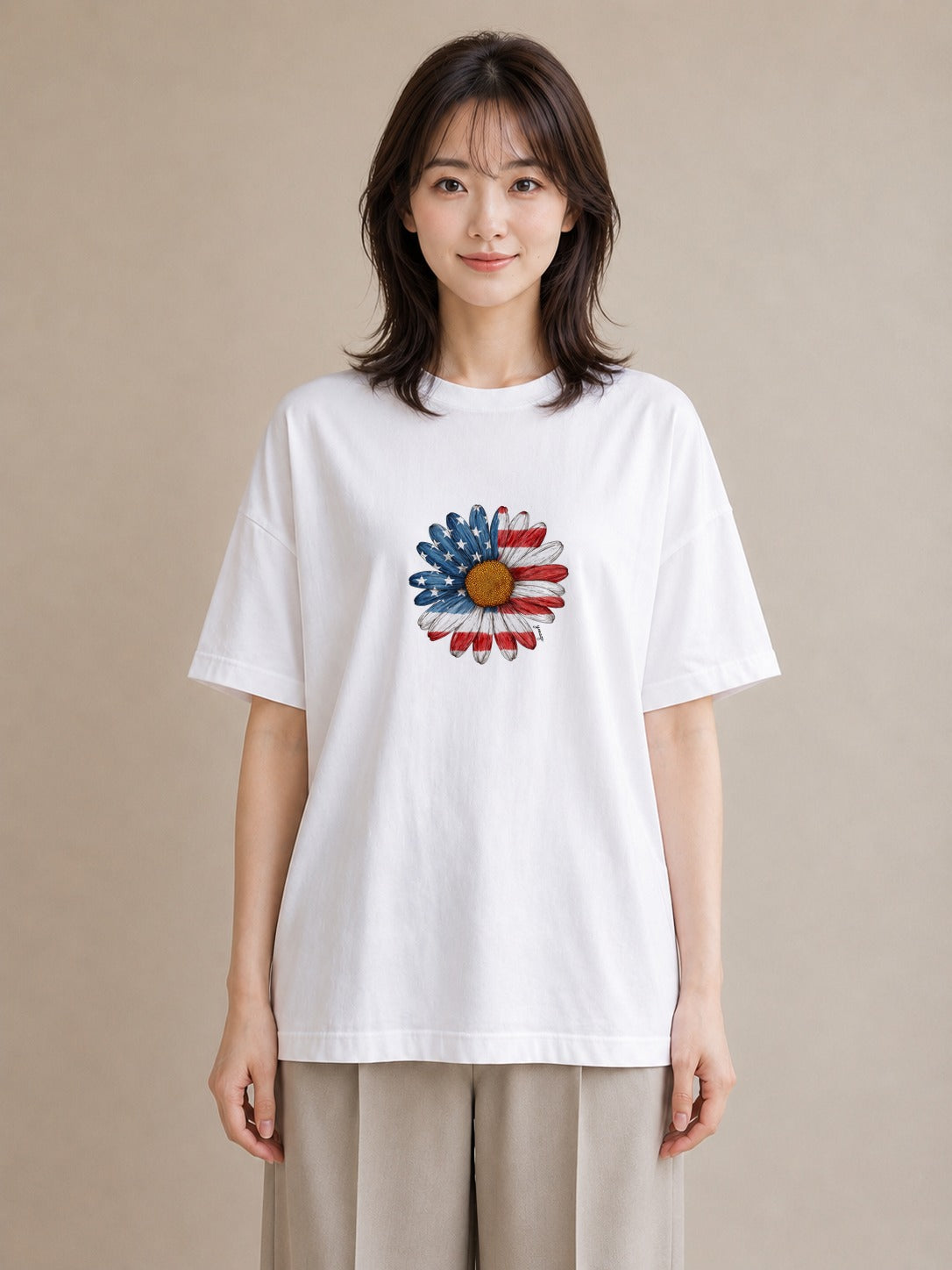 グラフィックTシャツ レディース デイジー 花 花柄 イラスト ポップ デート 帰省 白T