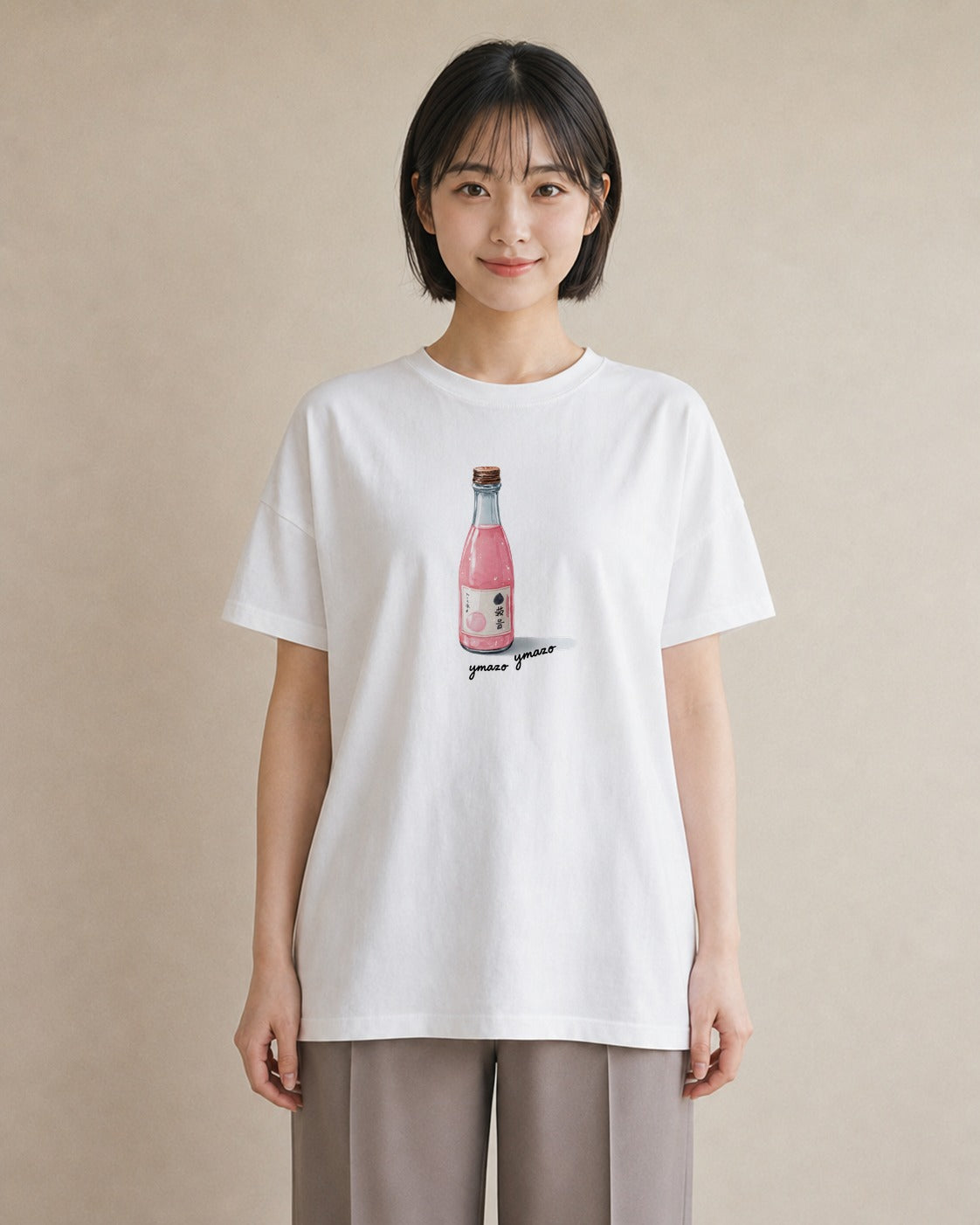 デザインTシャツ レディース お寿司 食べ物 フード イラスト ミニマル カジュアルコーデ 買い物 白T YMAZO