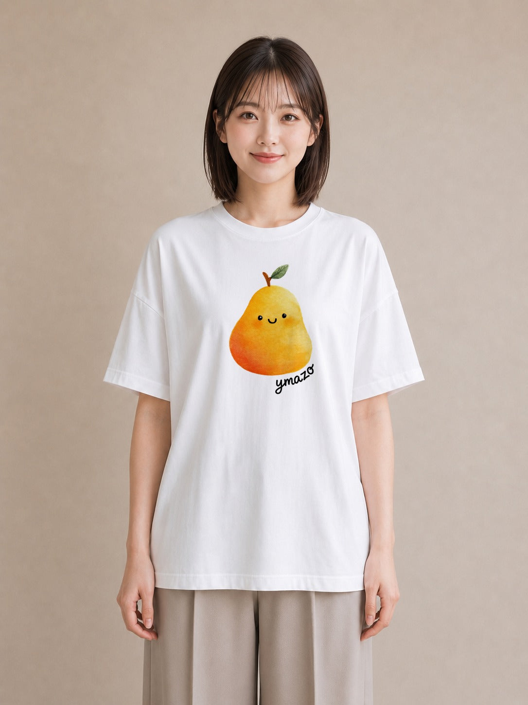 Tシャツ レディース みかん 食べ物 フード イラスト ミニマル 旅行 母娘コーデ 白T YMAZO