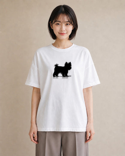 半袖Tシャツ レディース ミニチュアシュナウザー 犬 いぬ イラスト 抜け感 デイリーウェア 休日 白T YMAZO