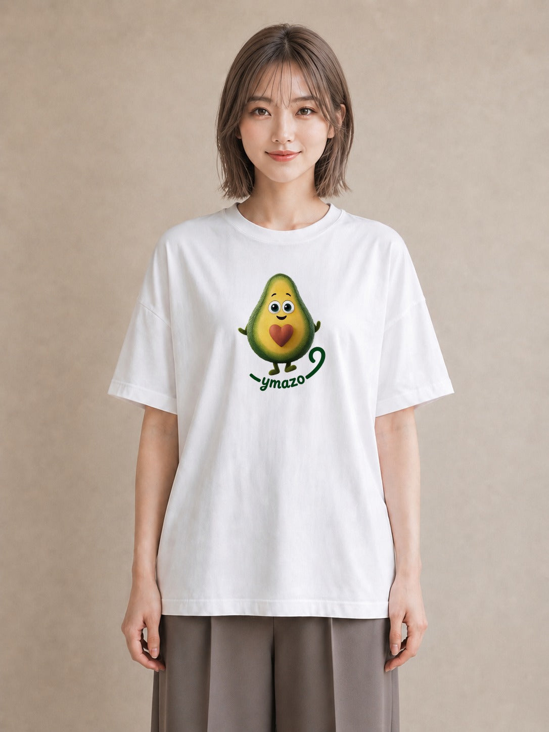 プリントTシャツ レディース アボカド 食べ物 フード イラスト ヴィンテージ風 お揃い 親子 白T YMAZO
