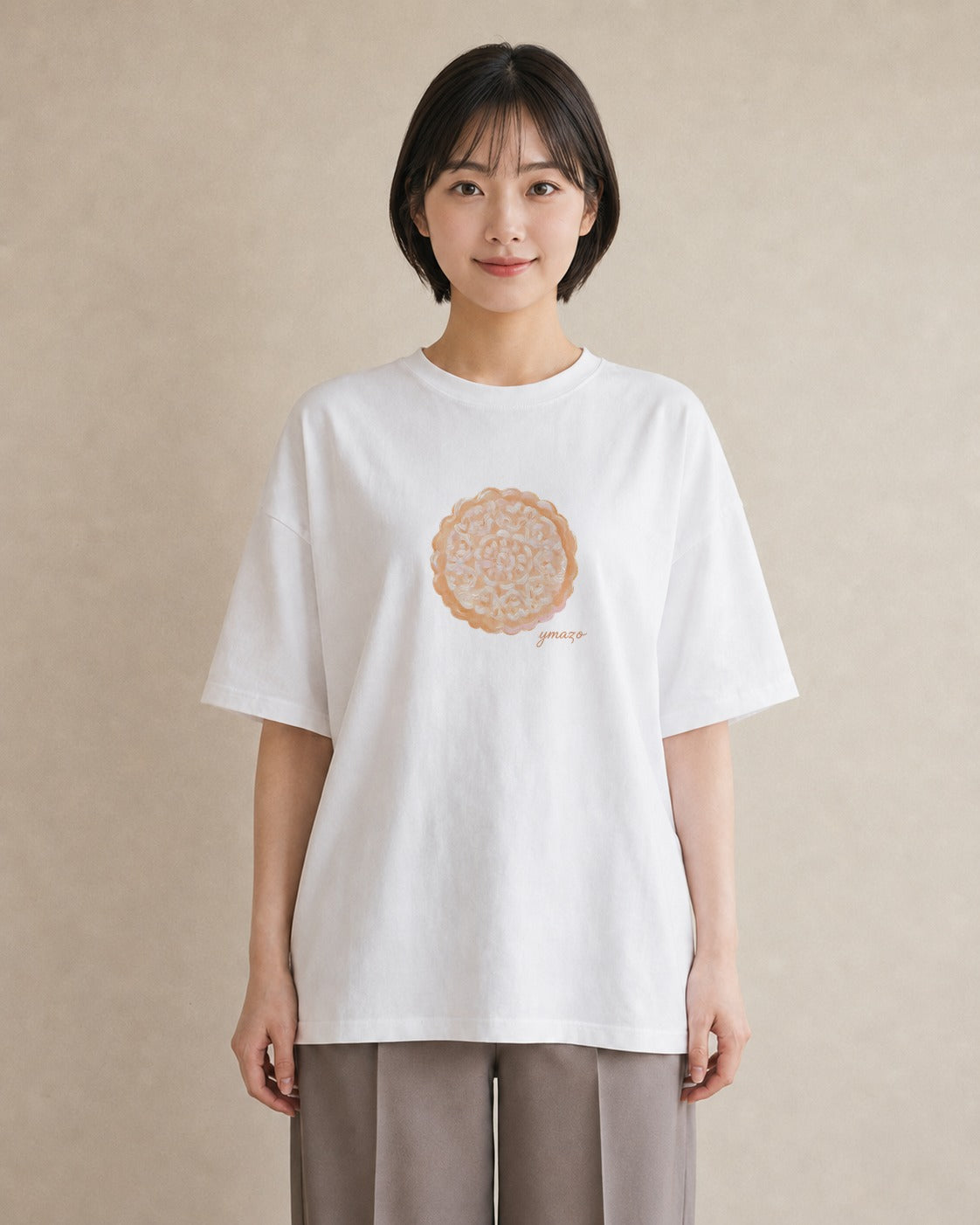 デザインTシャツ レディース パン 食べ物 フード イラスト ポップ 自分用 ルームウェア 白T YMAZO