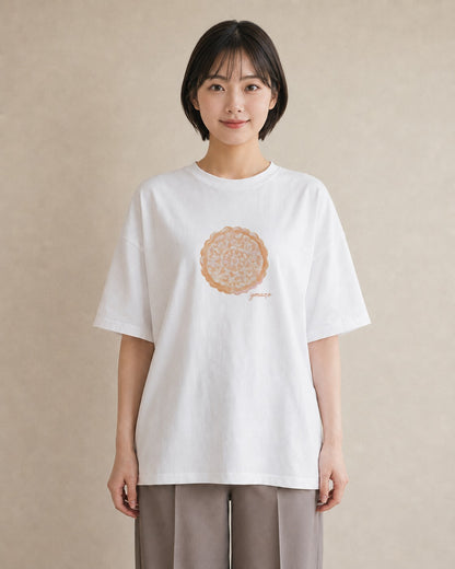デザインTシャツ レディース パン 食べ物 フード イラスト ポップ 自分用 ルームウェア 白T YMAZO