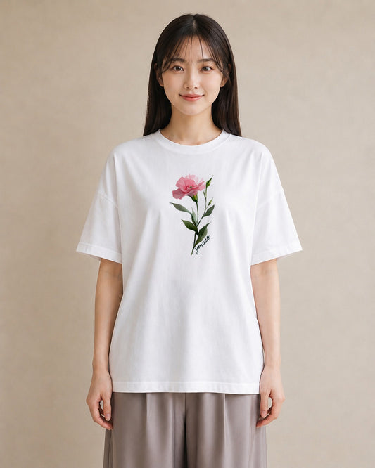 デザインTシャツ レディース カーネーション 花 花柄 イラスト 可愛い お出かけ 普段着 白T YMAZO
