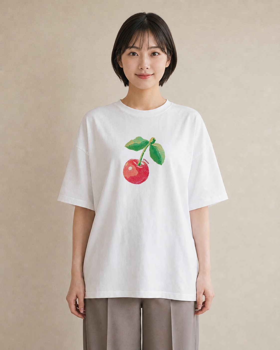 デザインTシャツ レディース りんご 林檎 アップル 食べ物 フード イラスト 個性的 ホワイトデー 春服 白T YMAZO