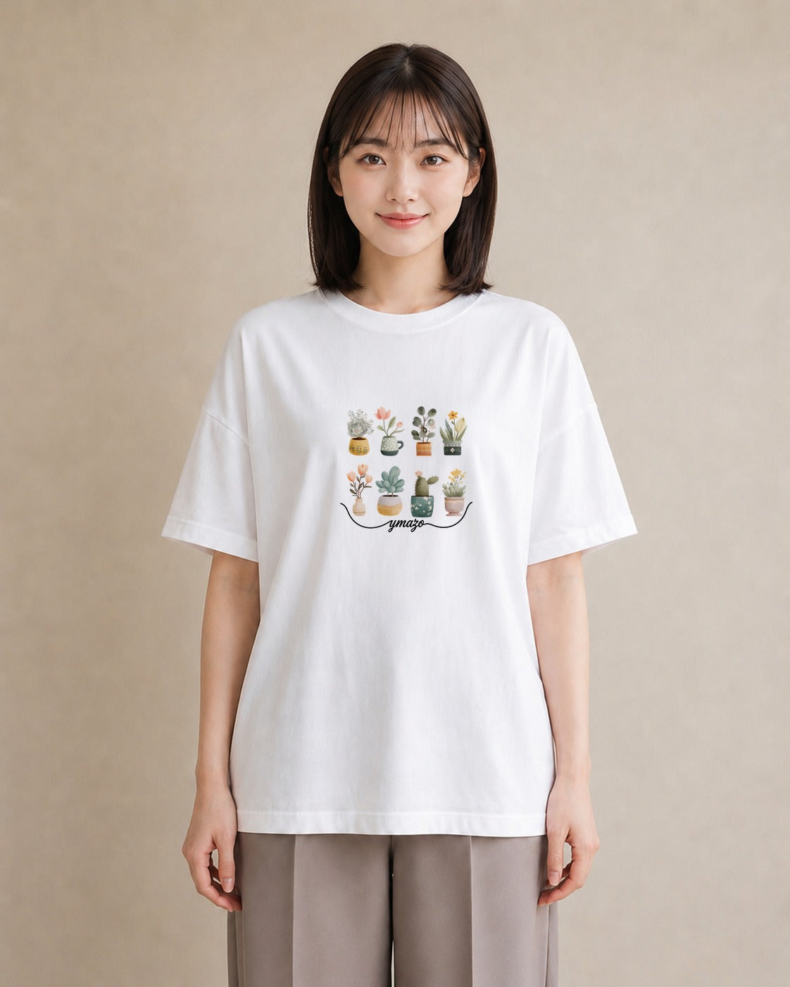 半袖Tシャツ レディース 夕暮れ バルコニー 夕焼け ナチュラル アンティーク イラスト カフェコーデ 自分用 ルームウェア 白T YMAZO