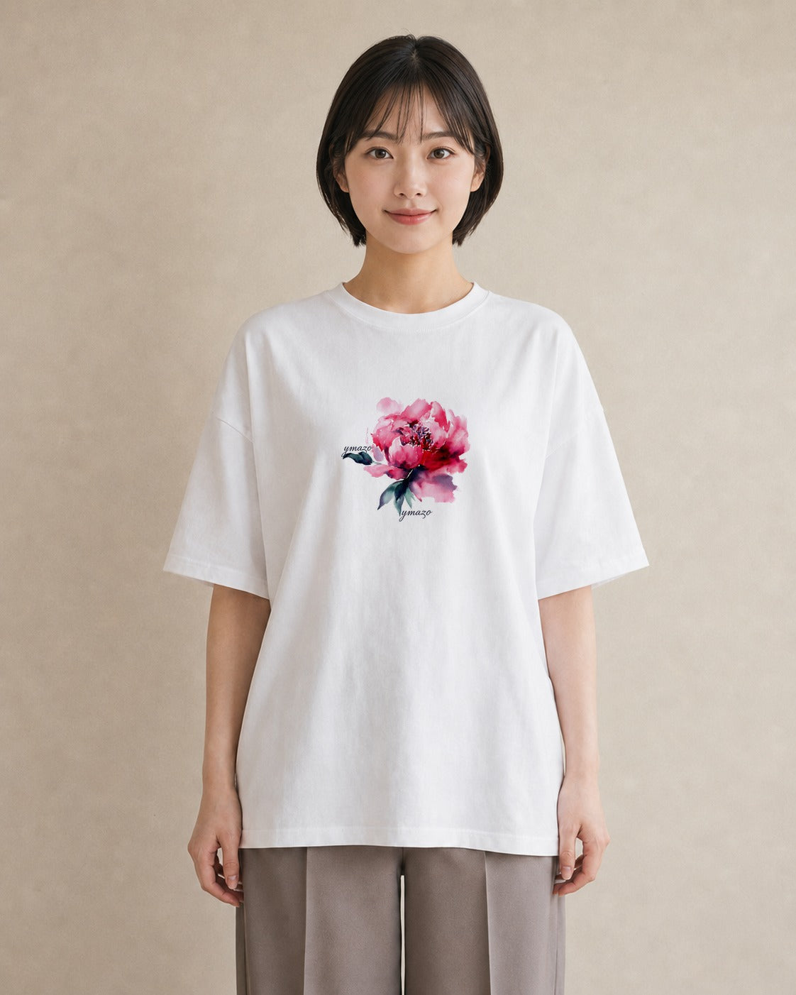 半袖Tシャツ レディース カーネーション 花 花柄 イラスト 休日コーデ ママ カフェ服 白T