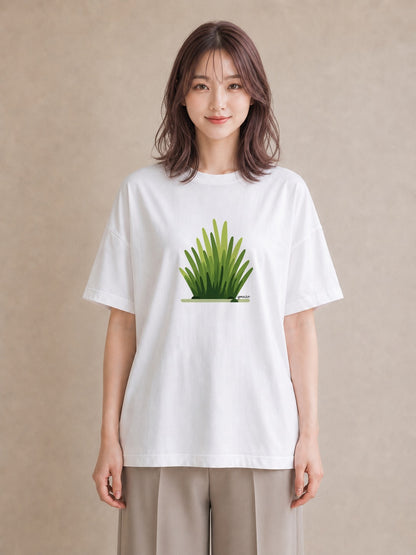 デザインTシャツ レディース 芝生 植物 ボタニカル イラスト モード 海 カフェ巡り 白T YMAZO