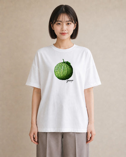 プリントTシャツ レディース メロン 食べ物 フード イラスト カフェコーデ 春服 ミセス 白T YMAZO