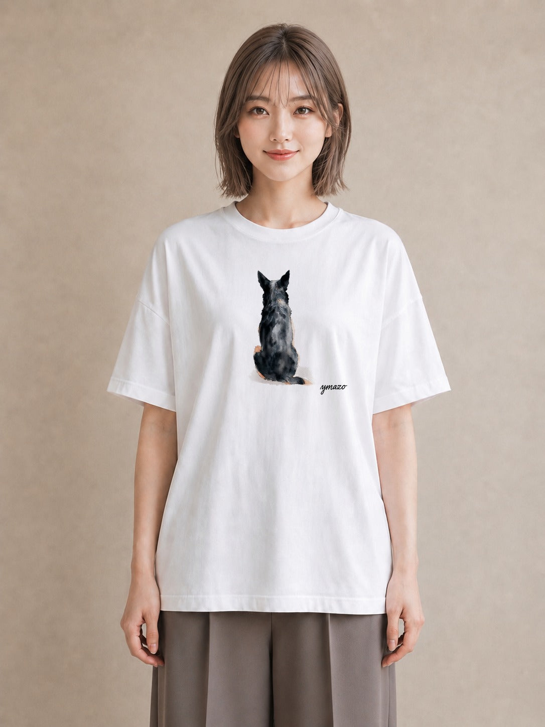 デザインTシャツ レディース スフィンクス 猫 ねこ イラスト アート風 カフェ巡り 女子会 白T YMAZO