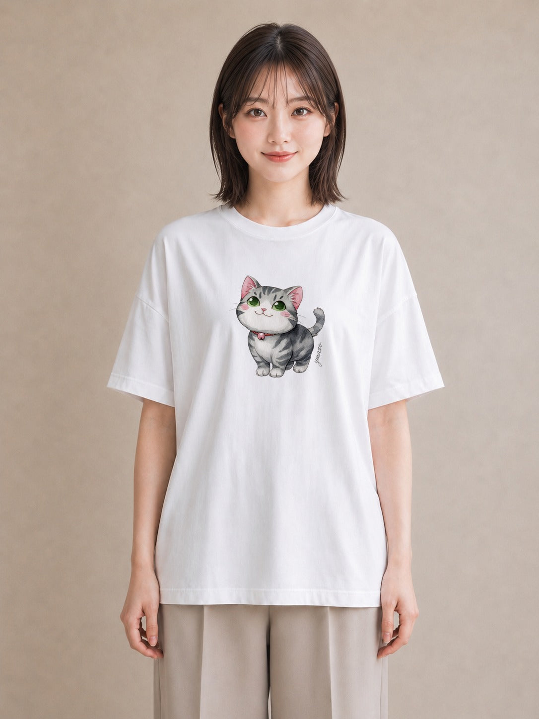 デザインTシャツ レディース ベンガル 猫 ねこ イラスト 綿100 デート 白T YMAZO
