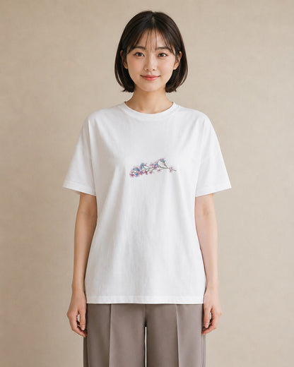 デザインTシャツ レディース カスミソウ かすみ草 花 花柄 イラスト こなれ感 クリスマス 旅行 白T