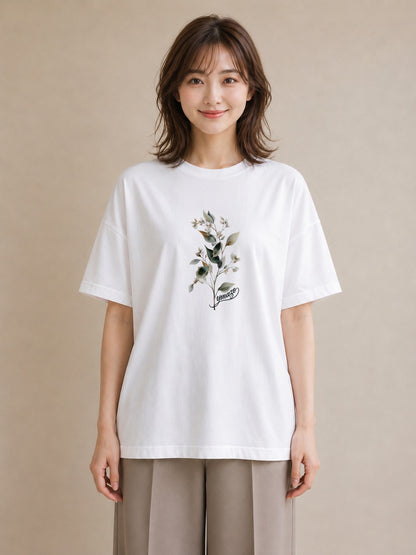 プリントTシャツ レディース すずらん 花 花柄 イラスト カジュアル 旅行 母娘コーデ 白T YMAZO