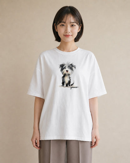 デザインTシャツ レディース ミックス犬 犬 いぬ イラスト 旅行コーデ 普段着 週末コーデ 白T YMAZO