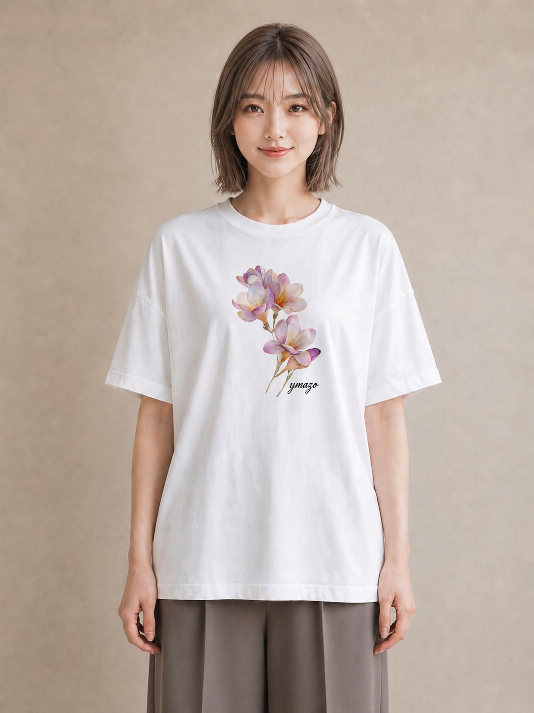 デザインTシャツ レディース スミレ 花 花柄 イラスト ガーリー 誕生日プレゼント 綿100 白T