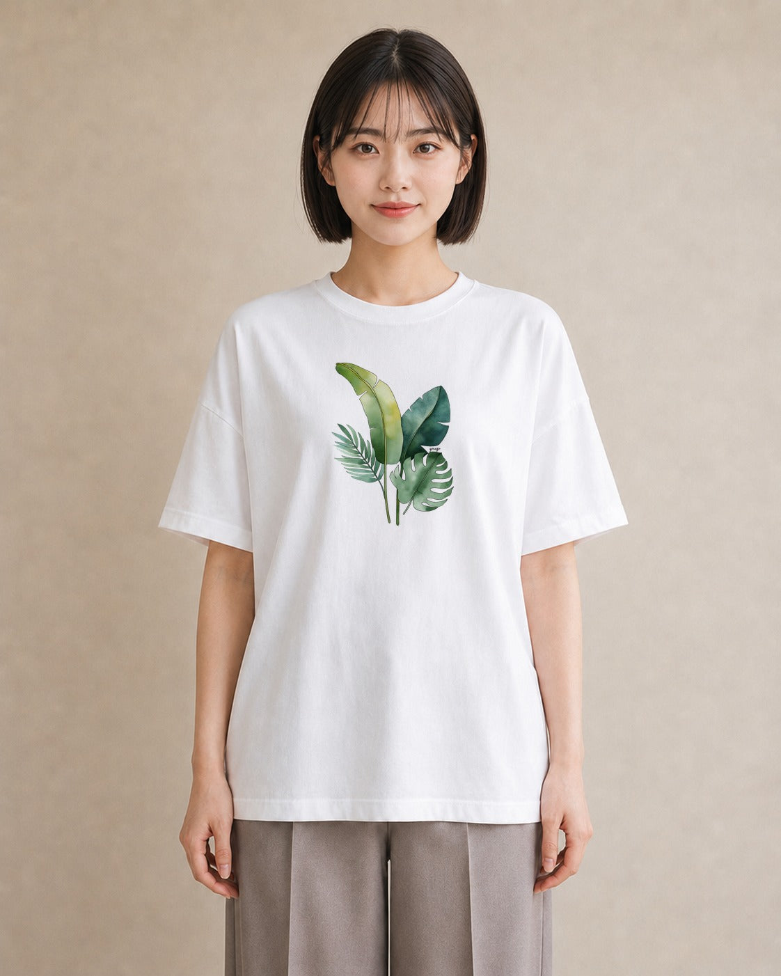 デザインTシャツ レディース バナナ 食べ物 フード イラスト ラフカジュアル 春服 ミセス 白T YMAZO